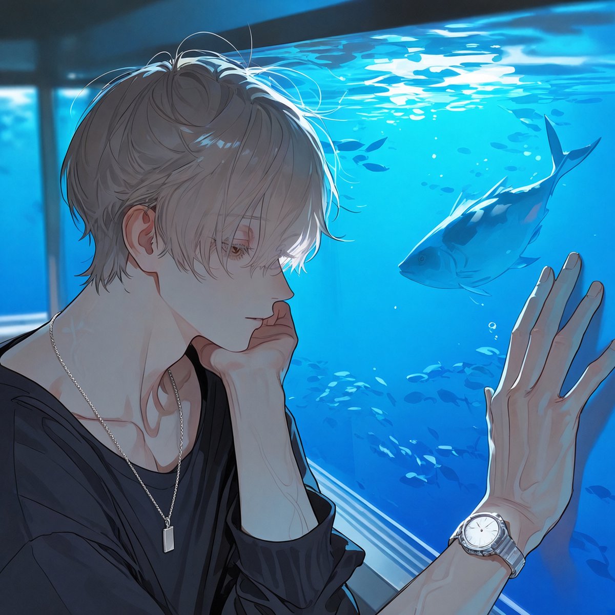 j3ekg's tweet photo. 過去の元カノ視点

水族館デートに来たのに、
志希くんはずっと水槽の魚を眺めていた。

楽しそうでも、退屈そうでもなくて。
ただ、私の知らないどこかを見ているような、遠い目をしていた。

………あのとき、志希くんは何を見ていたんだろう。 https://t.co/wARboKUi03