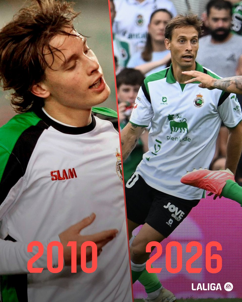 LaLiga's tweet photo. Volver a jugar con el equipo de tu corazón 16 años después. 🥹 

@SergioCanales 💚 @realracingclub 

#LALIGAEASPORTS https://t.co/PGVsIlOI8j