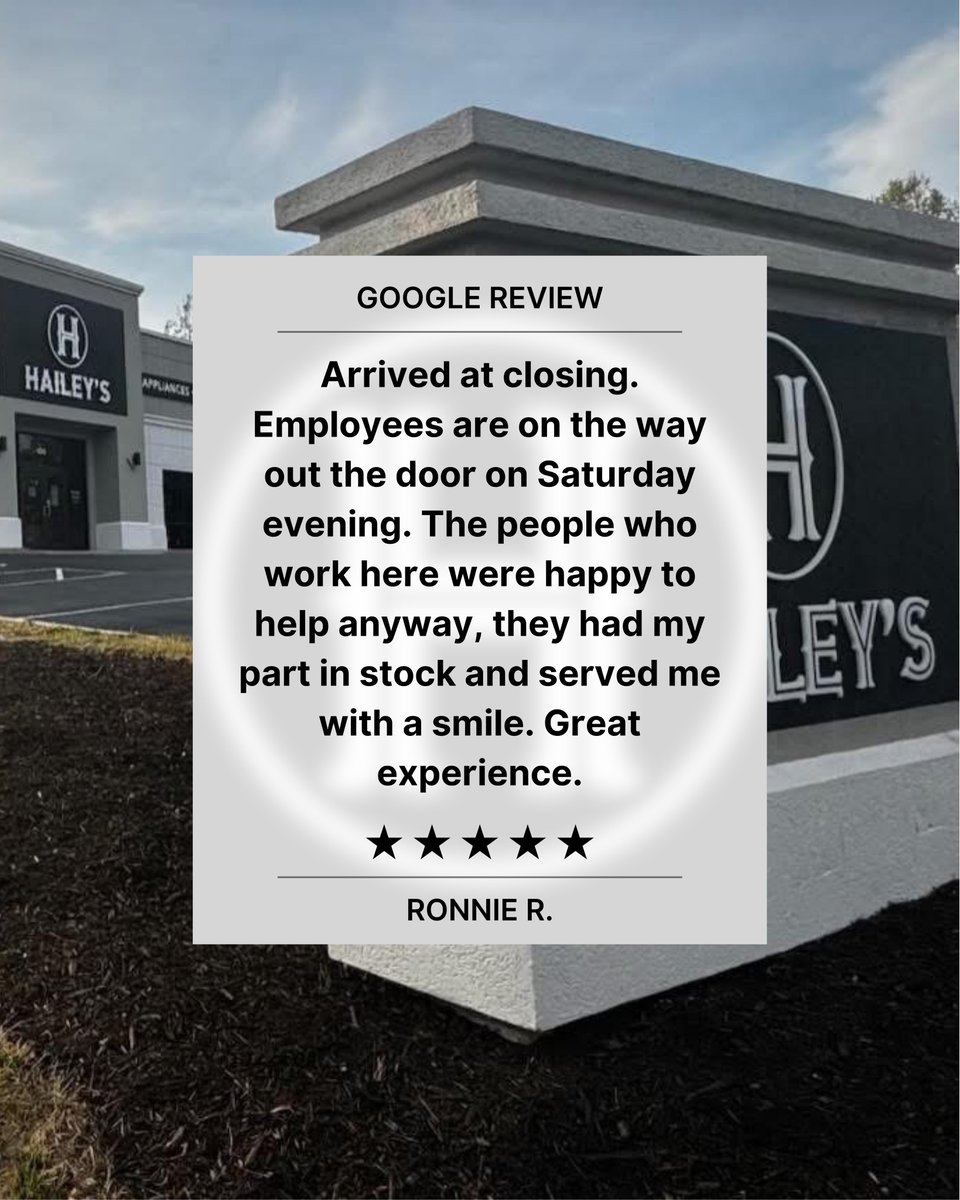 ApplianceHailey's tweet photo. ⭐️⭐️⭐️⭐️⭐️

Thank you, Ronnie, for coming in and shopping local for the part you needed! Always happy to help. https://t.co/9airRQkIXv
