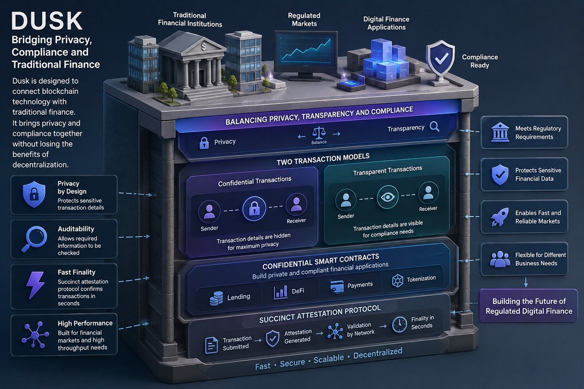 Alvion9215's tweet photo. #dusk also supports two transaction models with different privacy options. This gives users more flexibility depending on their needs. The network also uses confidential smart contracts for financial applications.
$DUSK @DuskFoundation https://t.co/CboGtQSxFb