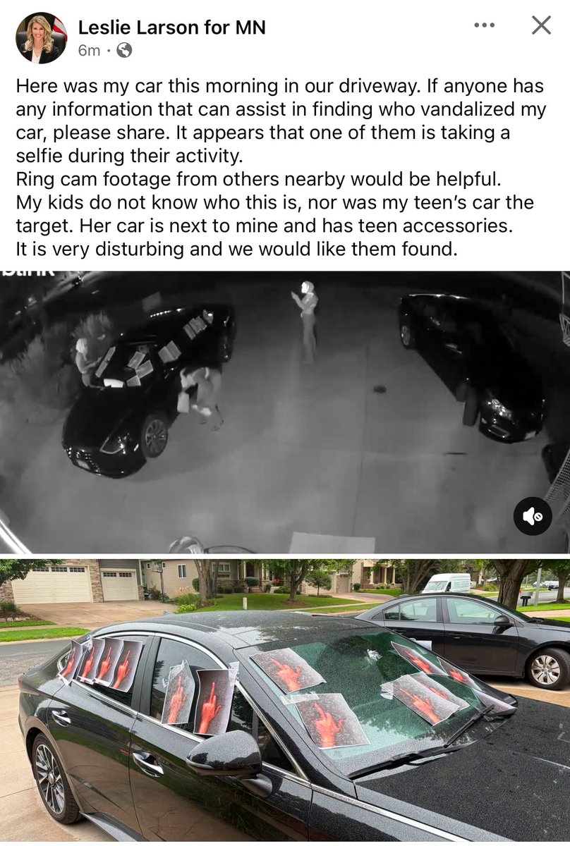 MNfromMN's tweet photo. (1/2) I just contacted Leslie Larson to express my concern for her and her family. I have great confidence in our excellent Blaine Police Department to investigate this incident and hold whoever is responsible accountable. https://t.co/izraQE8rwc