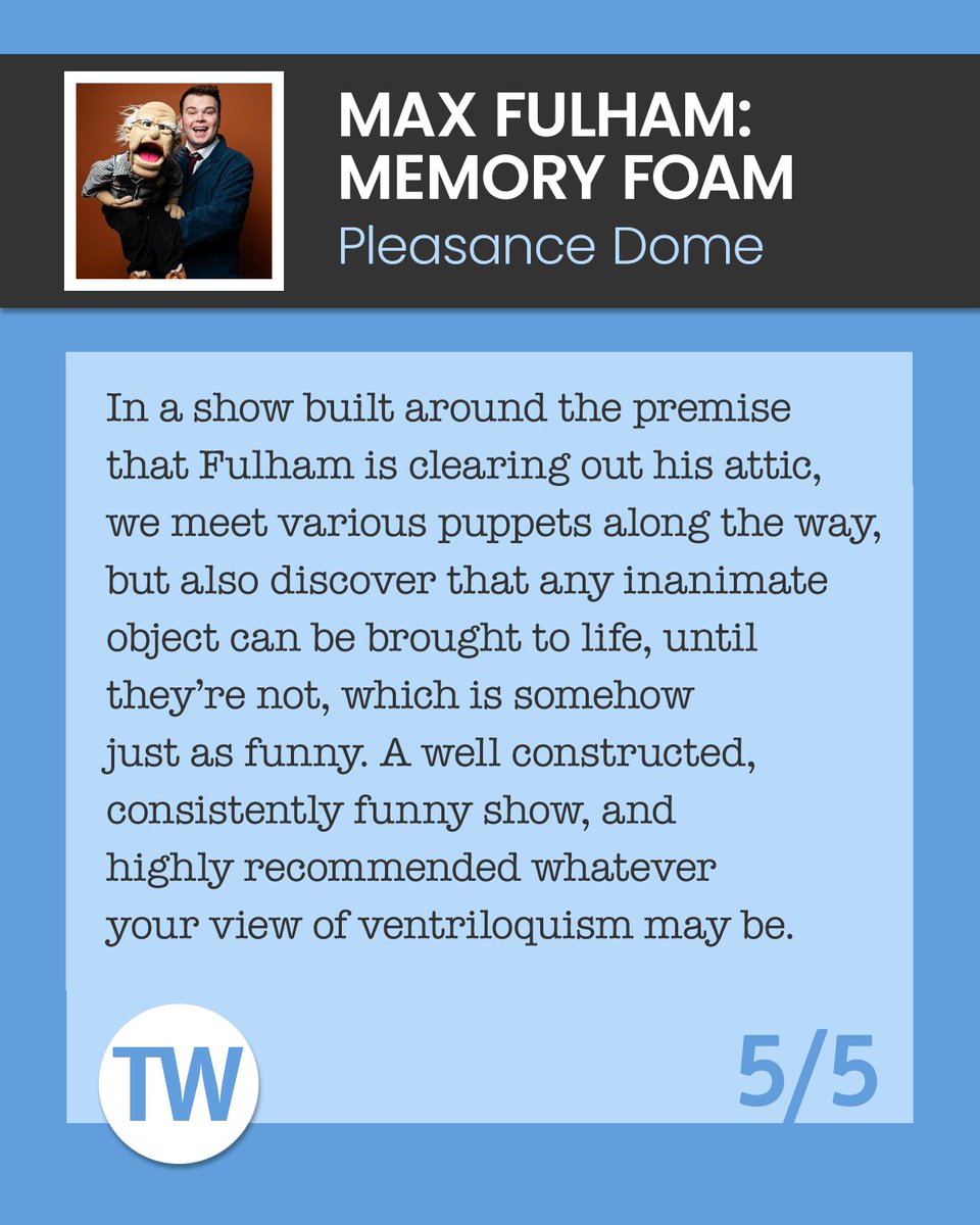 ThreeWeeks's tweet photo. Three Edinburgh Fringe shows highly recommended by the ThreeWeeks team. Read the full reviews - and get many more recommendations - on the website: https://t.co/4h8PsEQRrw

@ThePleasance @AssemblyFest https://t.co/H6EXqypAnw