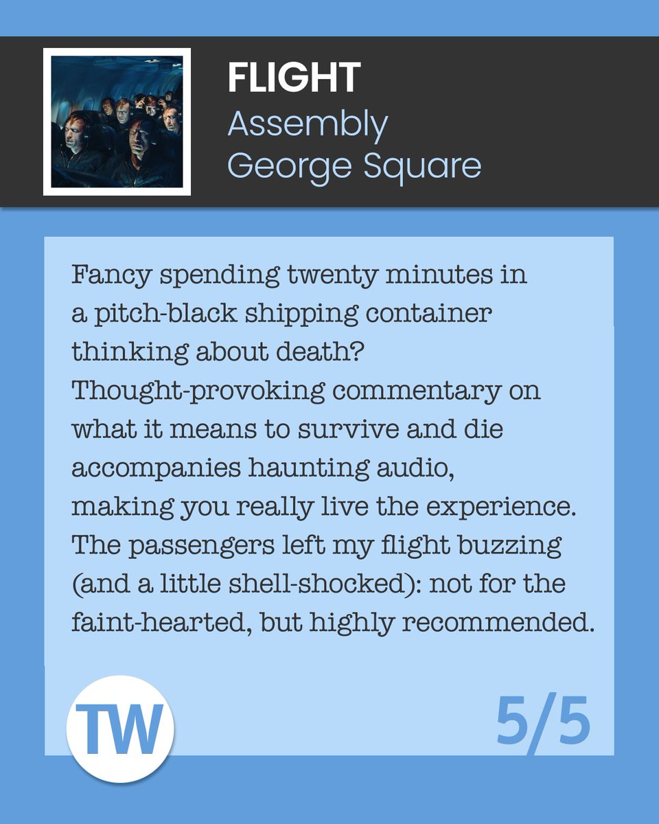 ThreeWeeks's tweet photo. Three Edinburgh Fringe shows highly recommended by the ThreeWeeks team. Read the full reviews - and get many more recommendations - on the website: https://t.co/4h8PsEQRrw

@ThePleasance @AssemblyFest https://t.co/H6EXqypAnw