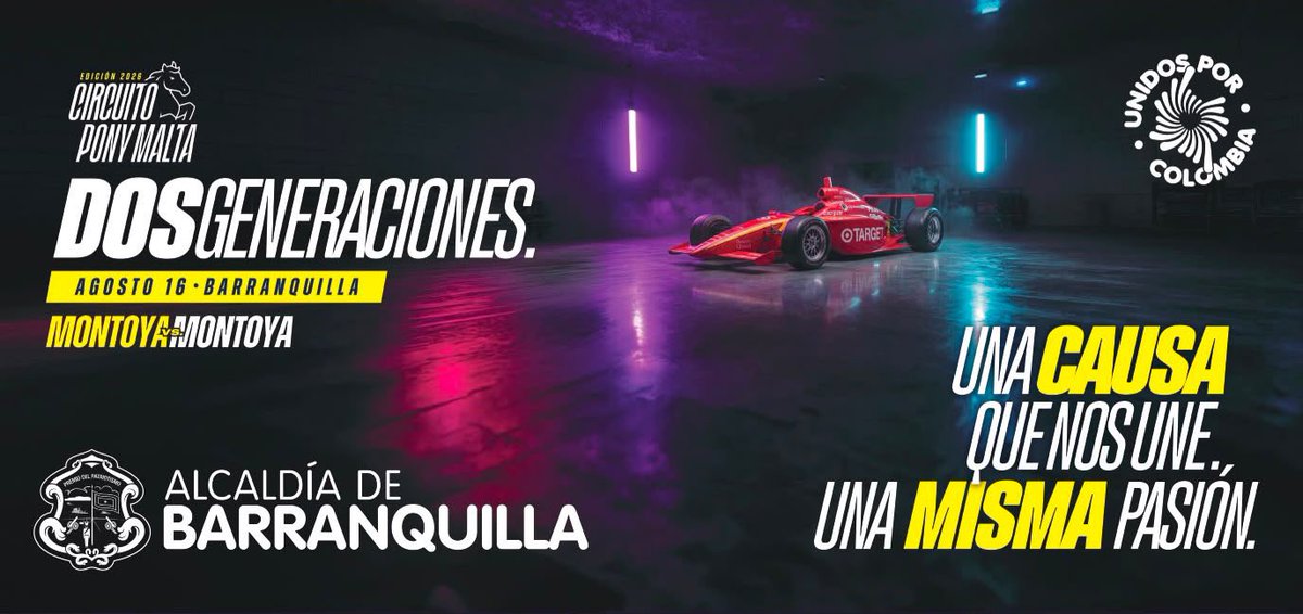 AnaMariaAljure's tweet photo. ¡Se prendieron los motores! 🏎️ En #Barranquilla corremos unidos por #Colombia. 🇨🇴

Las puertas de nuestro Gran Malecón ya están abiertas para hacer historia con el Circuito Pony Malta 2026. Un evento que nos une a todos para acompañarnos y sumar esfuerzos por quienes más lo necesitan.🙏🏻

Juan Pablo Montoya y Sebastián Montoya, están listos para vivir este gran encuentro con los barranquilleros. 🙌🏻 Si eres asistente, conoce aquí la agenda 🗓️👇🏻.