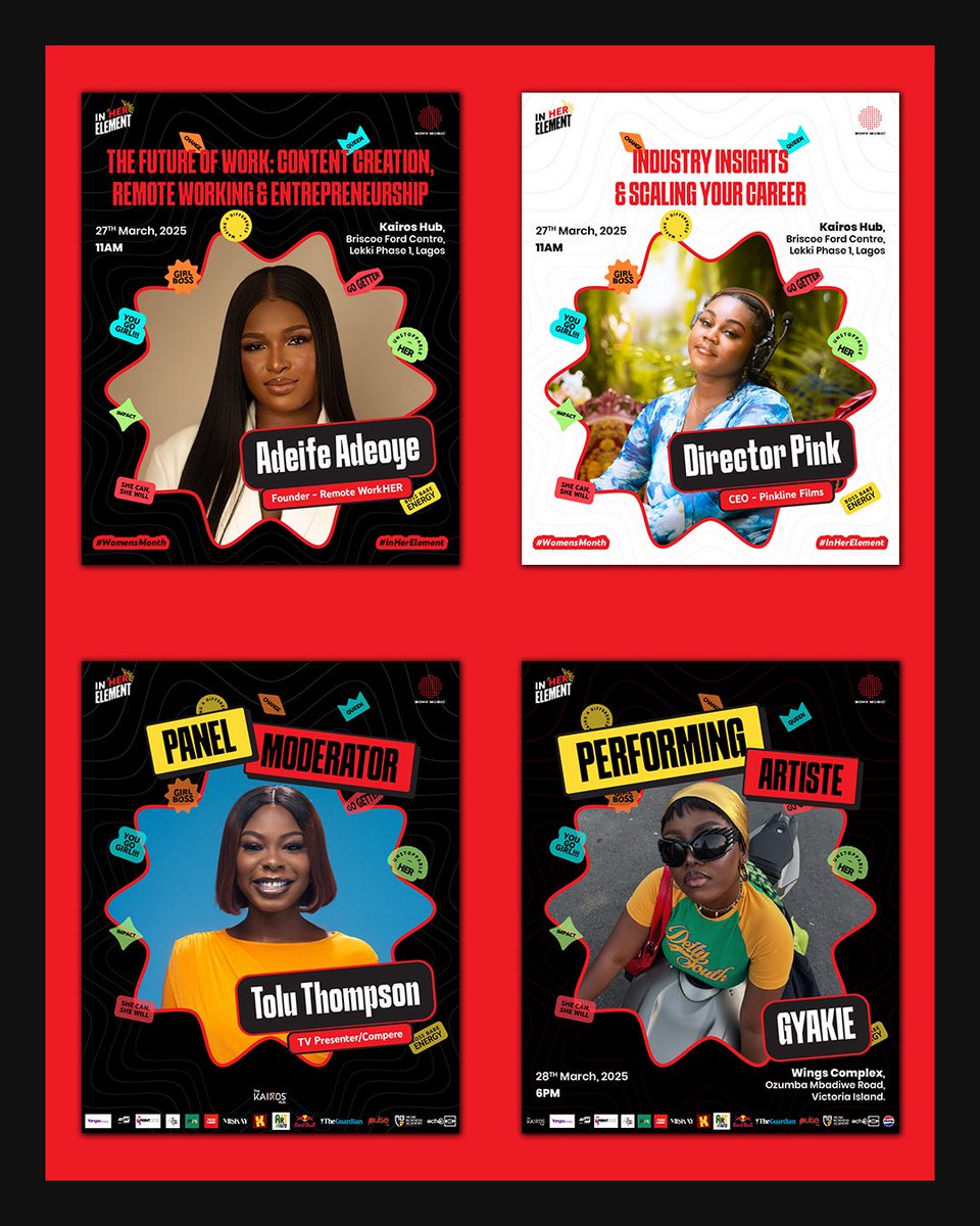 erin_fadire's tweet photo. In Her Element - Day 16/31

The 2025 installment of Sony Music Entertainment West Africa’s Women’s Month Celebration.
My Role: Visual identity
Year: 2025
#31daysofdesign https://t.co/mmFRXoz2x4