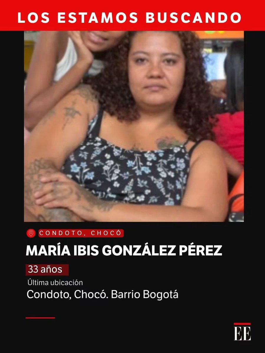 JUANCAELBROKY's tweet photo. 🚨 En Condoto, Chocó, están buscando a María Ibis González Pérez, su última ubicación fue en el barrio Bogotá. @GobChoco @DefensaCivilCo @cruzrojacol https://t.co/qE6OEAJQGA