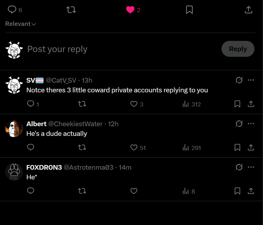CatV_SV's tweet photo. @TuataraGrey @redface456 @TADCextremist There's 6 replies with only 3 being visible. My account isn't private https://t.co/1bMbDCpAdn