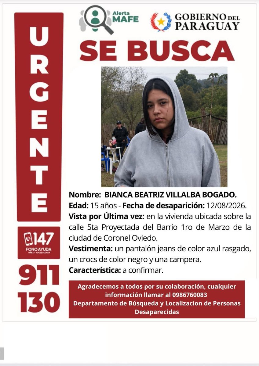 delpynews's tweet photo. ▶️ALERTA MAFE: AYUDANOS A COMPARTIR | ​​🛑

🔴​Autoridades piden ayuda para localizar a estos menores de edad desaparecidos.

Ante cualquier información, favor contactar al 911, al 130, al 147 o al 0986 760 083.📲 https://t.co/lN2EaArVZ5