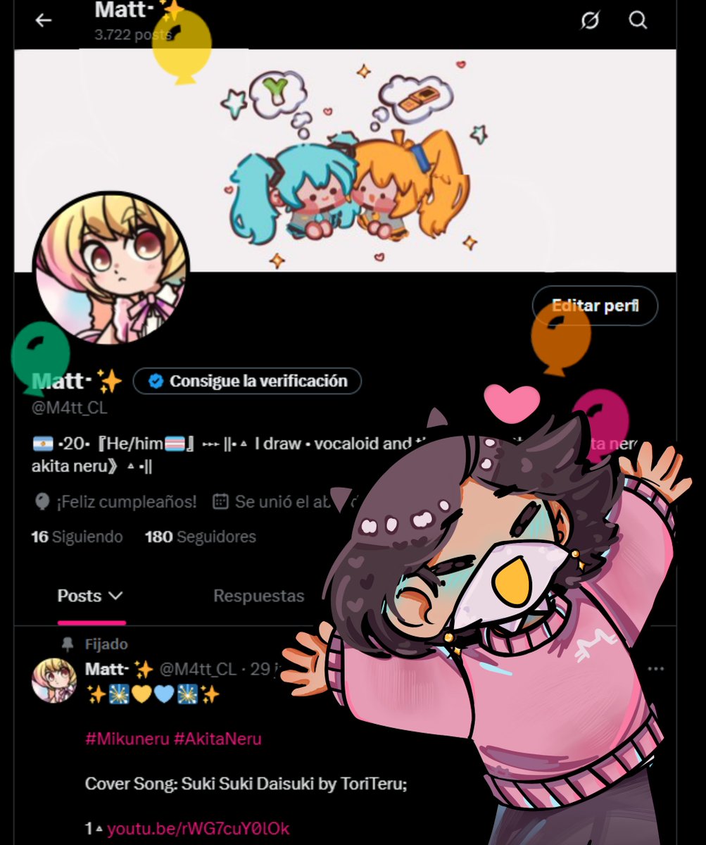 M4tt_CL's tweet photo. El día de hoy es mi cumpleaños de 20 años \( ˃ ᵕ ˂ )/🌟🌟🎉🎉

No sé que más decir✨....ദ്ദി ( ᵔ ᗜ ᵔu) 

Que vergüenza, es la primera vez que festejo aquí💖
Os quiero mucho, gracias por su gran apoyo a mi arte por lo que va de año💖💖🌟-(//`꒳´//-) https://t.co/KYSW4VUHDn