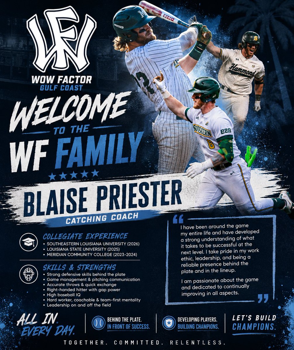 WFGulfCoast's tweet photo. Welcome Coach Blaise Priester to our coaching staff 
@LA_Nationals @WowFactorNation 
@blaise_priester https://t.co/Gd5HCTYEal