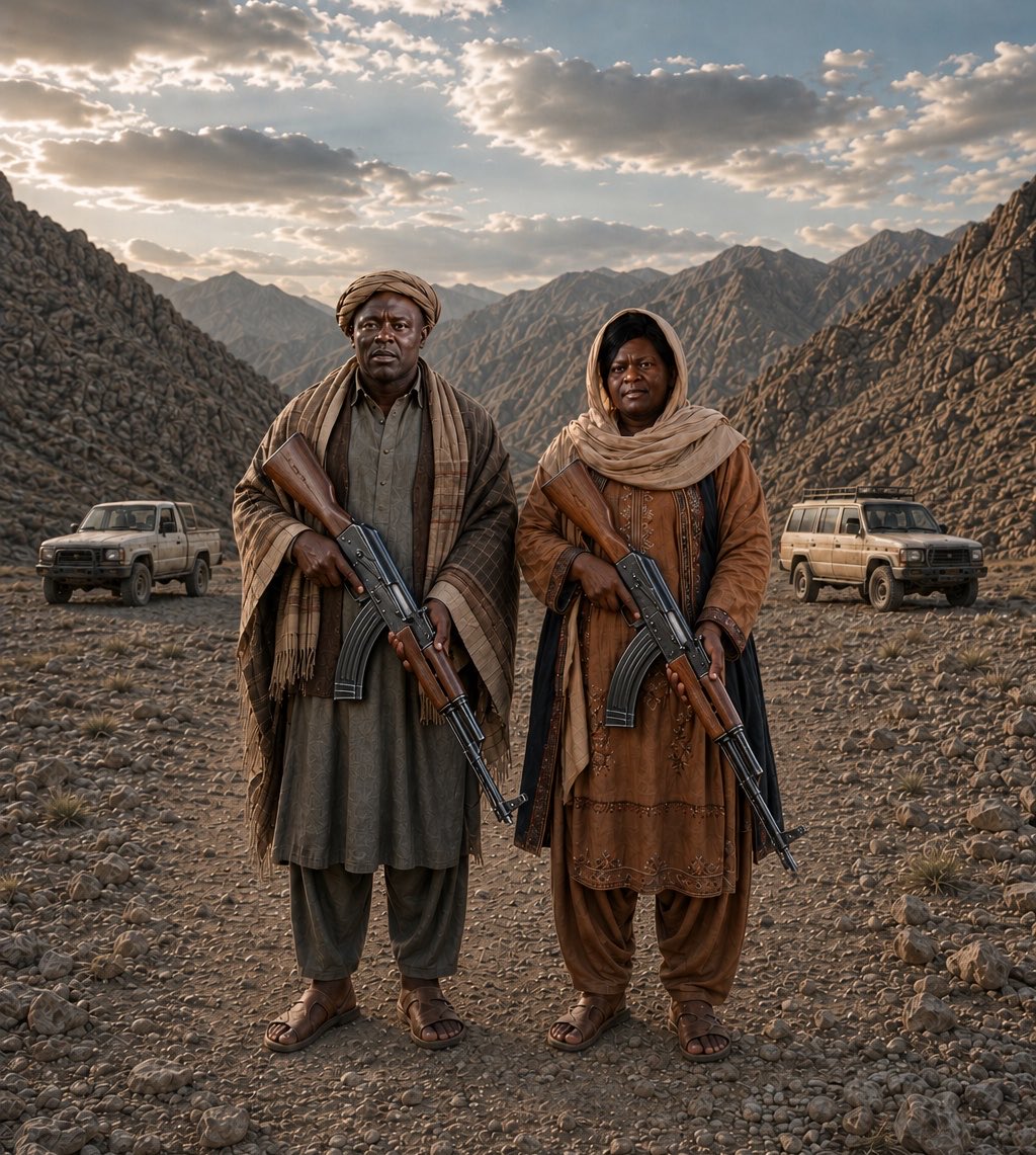 Elvis_Localman's tweet photo. Afghanistan supreme leader Gulalai Wangaah &amp; Prime Minister Peetar Pashto Khanun inspecting the newly built tarmac road 🛣️ in Khalij-e Homa, Homaabad county. https://t.co/vH8vElMN8V