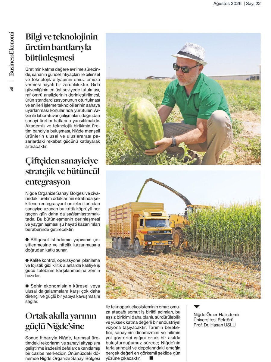 DrHasanUslu's tweet photo. Tarladan küresel pazara… 🌾🌍

Niğde’mizin üretim gücünü ve geleceğe dönük tarım vizyonunu ele aldığım yazım, Business Ekonomi dergisinin Ağustos sayısında yayımlandı.

Üreten, işleyen, markalaşan ve ihraç eden bir Niğde için…

#Niğde #Tarım #Üretim #İhracat https://t.co/lqXCc1jiVE