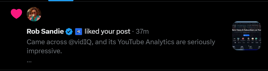 rishabhgaji's tweet photo. Can't really trust my eyes that the Co-Founder of @vidIQ liked my post !!! https://t.co/IlyXMNfueN