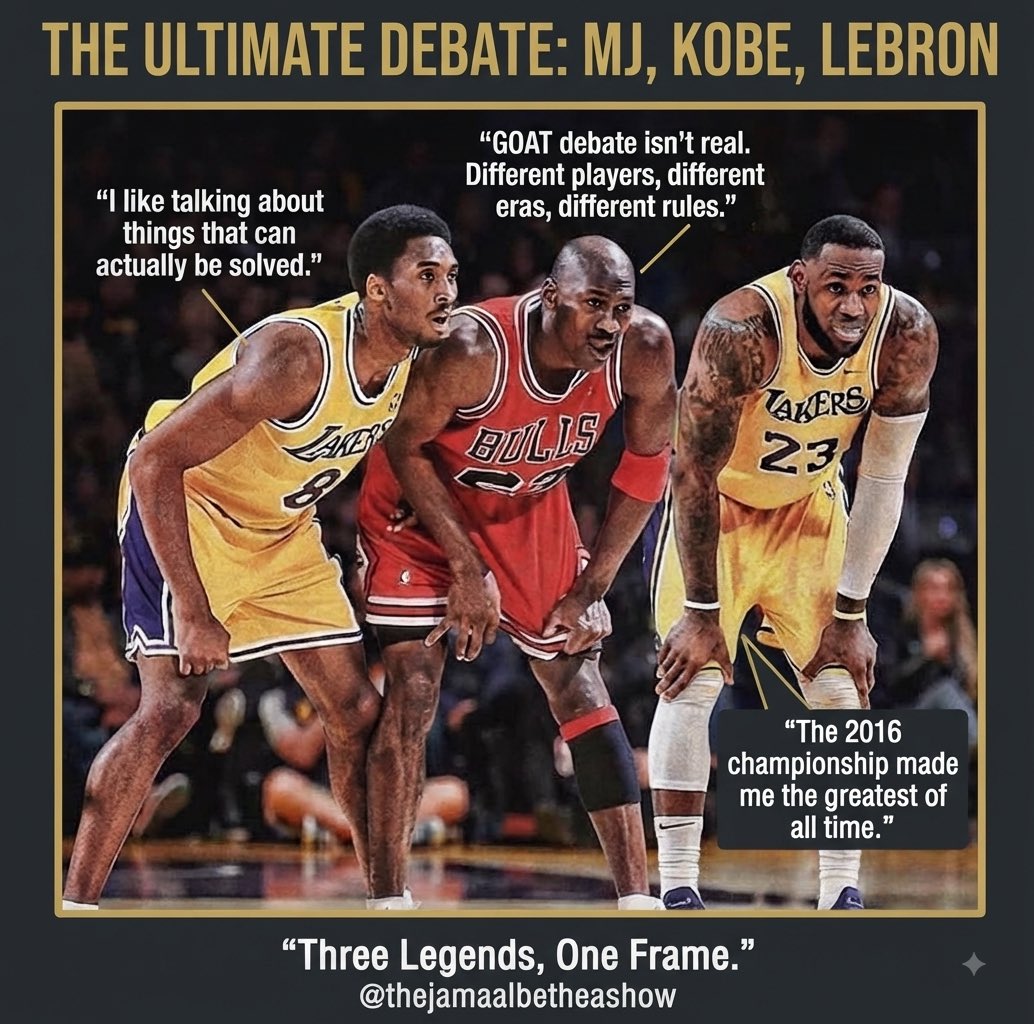 jamaaltalks's tweet photo. MJ nor Kobe really ever cared about the GOAT debate… #jordan #kobebryant #lebronjames https://t.co/HGdSWQaIhV