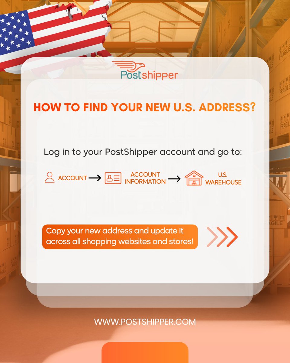postshipper's tweet photo. ⚠️ Important Notice

Our U.S. warehouse address has changed. Please find your new address in your account and update it across all stores before placing new orders.

Packages sent to the old address after August 28, 2026, will not be accepted.

🔗 https://t.co/PVPGm32jFS https://t.co/WV3np9Ltk3