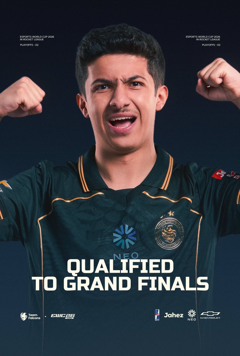 FalconsEsport's tweet photo. KC FALLS!! ⚡️ WE’RE IN THE GRAND FINAL

صقـورنا إلى النهـااائي الكبيـ�� لكأس العالم!! 🏆🦅

#FalconsAreHere - #EWC26 https://t.co/EWXpaJEGss