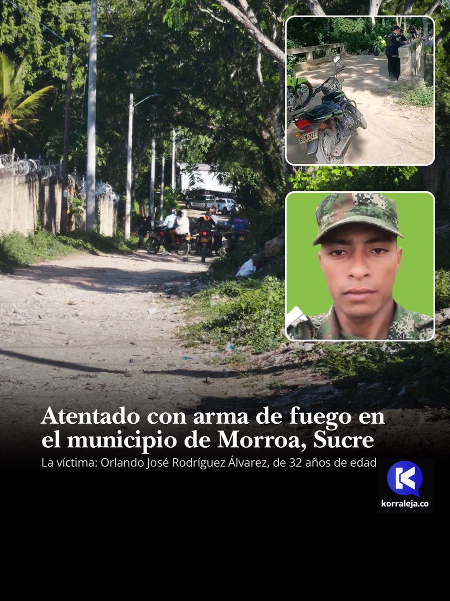 Korraleja's tweet photo. 🔵 #Atentado con arma de fuego en el sector “16 de julio” del municipio de #Morroa, #Sucre.

La víctima: Orlando José Rodríguez Hernández, de 32 años de edad, quien se encontraba ayudando a su padre en las labores de fabricación de bloques para construcción en el sector del puente, cuando fue impactado por hombres en #motocicleta. Fue trasladado a un centro asistencial. Recientemente había llegado procedente de #Bogotá. Registra antecedentes por fabricación, tráfico y porte de armas de fuego o municiones, hechos de 2021.