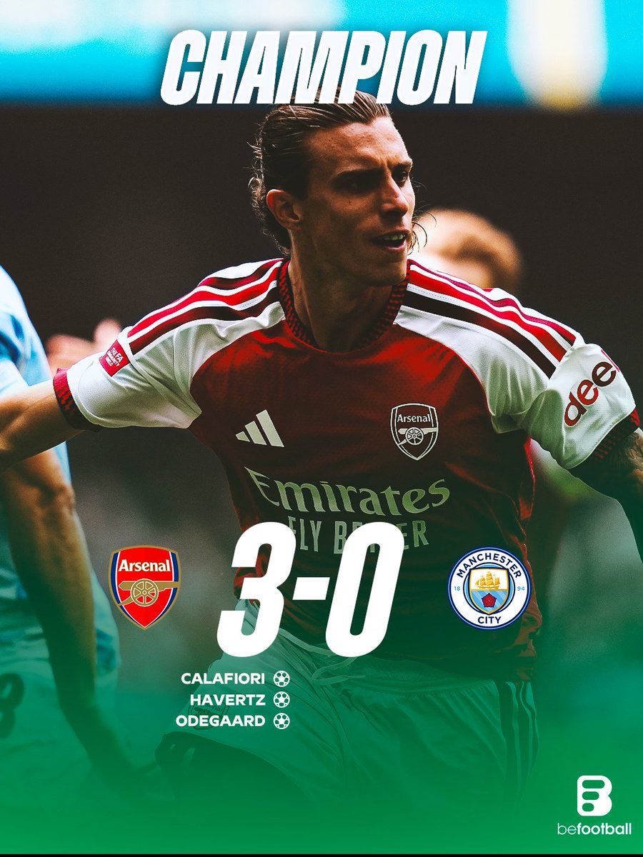 _BeFootball's tweet photo. 🚨🚨 OFFICIEL ! ARSENAL GIFLE MANCHESTER CITY ET REMPORTE LE COMMUNITY SHIELD 2026 !!!! 🏆❤️🤍

C'EST LE 18e REMPORTÉ PAR LES GUNNERS 🥇 https://t.co/aZrkqZtmOu