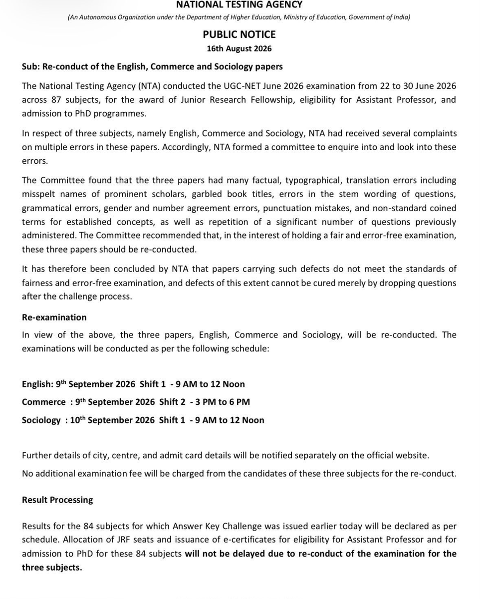 iam_akash_1908's tweet photo. NTA found “many factual, typographical, translation and grammatical errors” in its own UGC-NET papers. Students prepared for months, yet candidates must face a re-exam because of institutional failure. Accountability matters.

#UGCNET #UGCNET2026 #NTA #ReExam  #StudentRights https://t.co/Ttl0BqqzHV