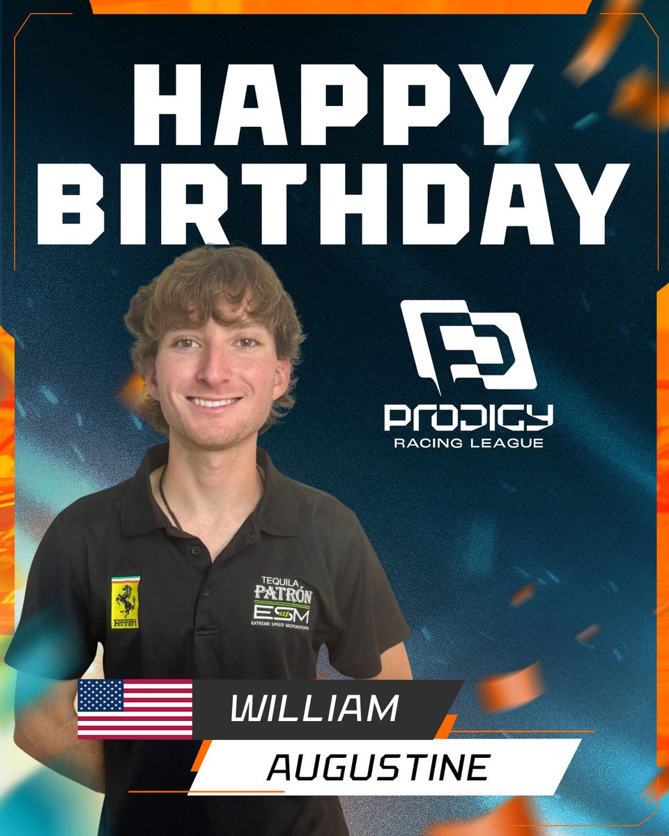 racingprodigy1's tweet photo. Happy Birthday to William Augustine! 🇺🇸🎉

William earned his Season 2 Prodigy Pass through the Prodigy Search Committee following the PRL iRacing Toyota GR86 Cup.

Next stop: real-world tryouts and his shot at a professional racing contract. 🏁

#RacingProdigy #HappyBirthday https://t.co/avH7PVwTev