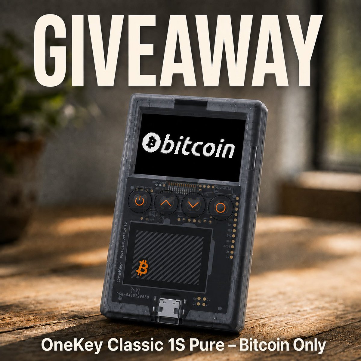 GetBittr's tweet photo. 🎉 GIVEAWAY TIME! 🎉

Together with Dezentralshop, we’re giving away a OneKey Classic 1S Pure Bitcoin Only.

🧡 Big thanks to Dezentralshop for providing the device!

To enter: 
✅ Follow @DezentralshopCH &amp; @GetBittr 
🔁 Repost this post

That’s it. Good luck, plebs! 🍀 https://t.co/JlD4Hw418K