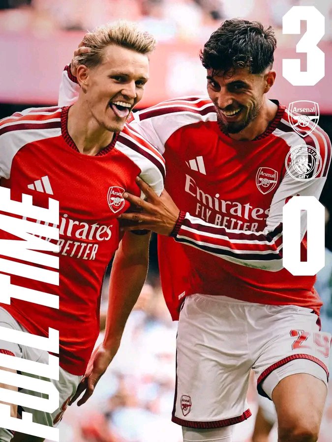 IniobongEtim06's tweet photo. Congrats to @Arsenal on winning their consecutive community shield against @ManCity

A well deserved win with a 3 goals difference
#ARSMCI https://t.co/VZTWioG9Zk