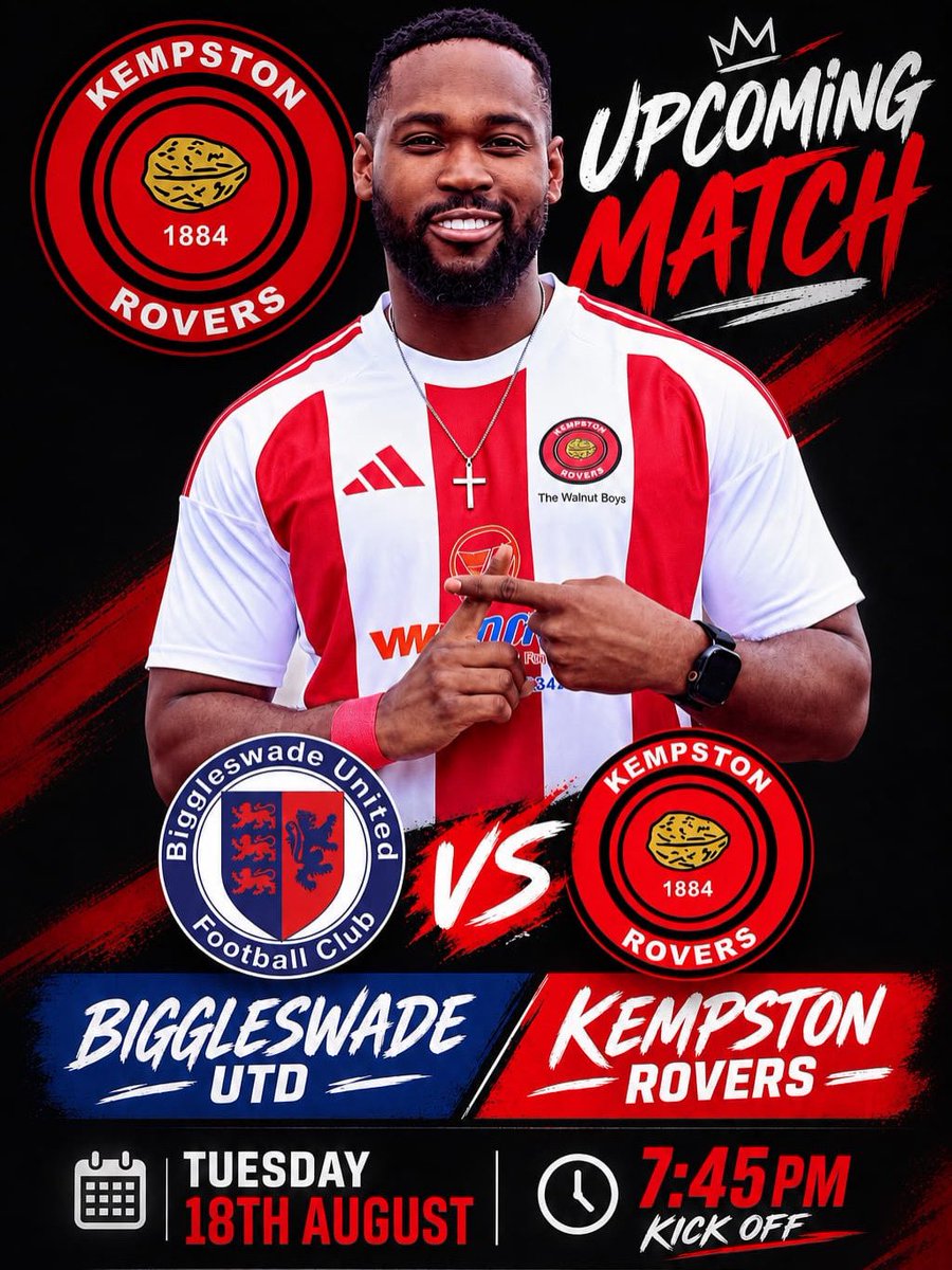 Kempston_Rovers's tweet photo. Tuesday night we are on the road again… but this time for a league game.
🆚 Biggleswade UTD
⏱️7:45pm kick off 
📍SG18 0AA https://t.co/3qIuq8QSp4