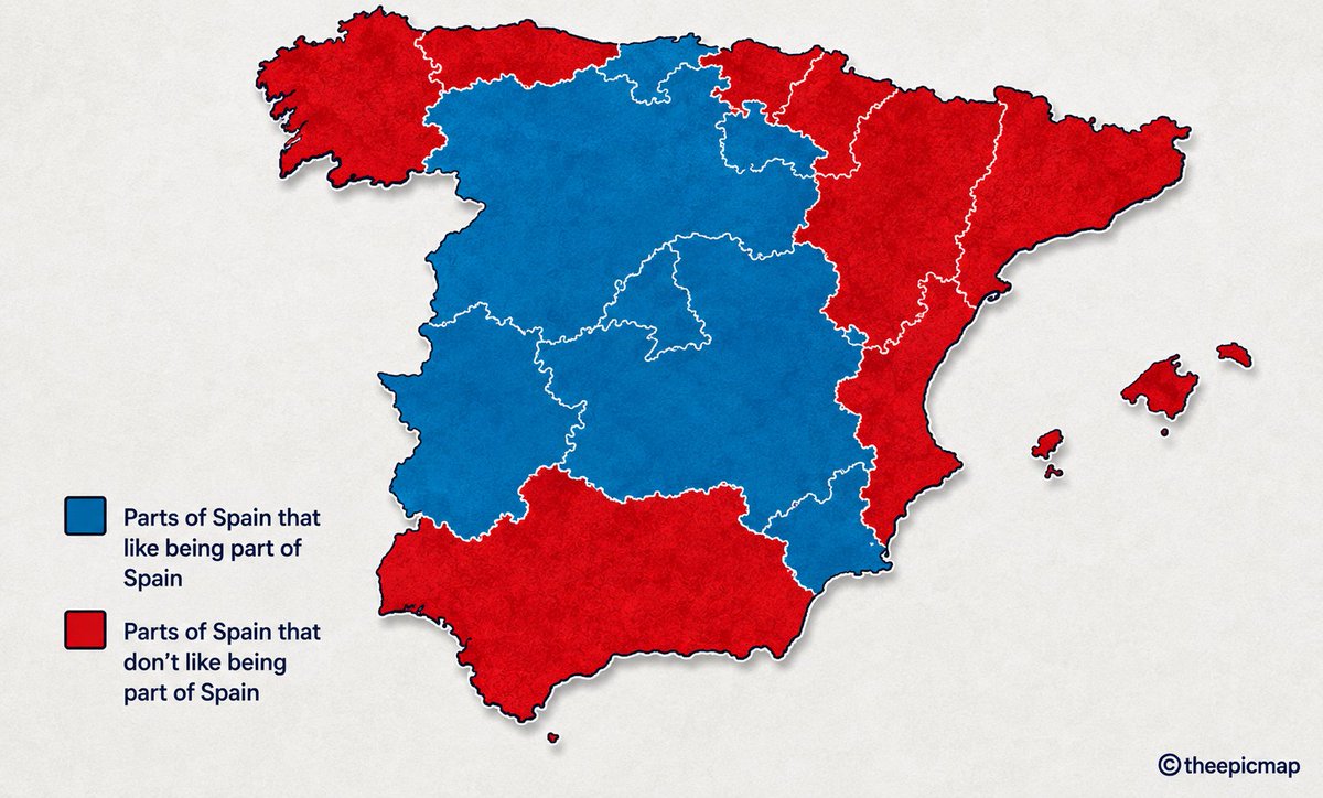 theepicmap's tweet photo. Regions of Spain that prefer to remain part of Spain https://t.co/s17NCQRXyB