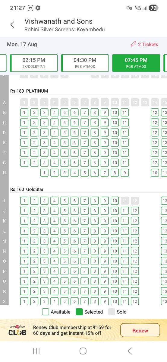 Ajaychairman's tweet photo. Despite positive reports, 1st Monday (DAY-4) bookings are looking poor for #VAS #VishwanathandSons 

Even a high-demand screen like LA MARIS big screen, Trichy is struggling even for prime evening show. https://t.co/JMFHfOKy9a