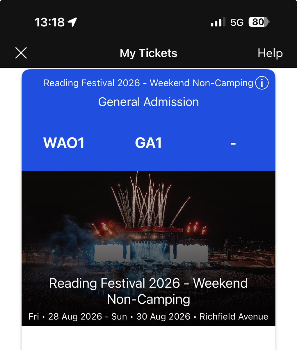 macphersonjones's tweet photo. selling 1x reading festival weekend ticket. i’ve had to pull out last minute due to family circumstances. if it doesn’t sell through here then i’ll just resell through ticketmaster. 
 If you’re interested then give me a message 🥰
#readingfestival #readingfest #weekendticket https://t.co/SFIp0FPgke
