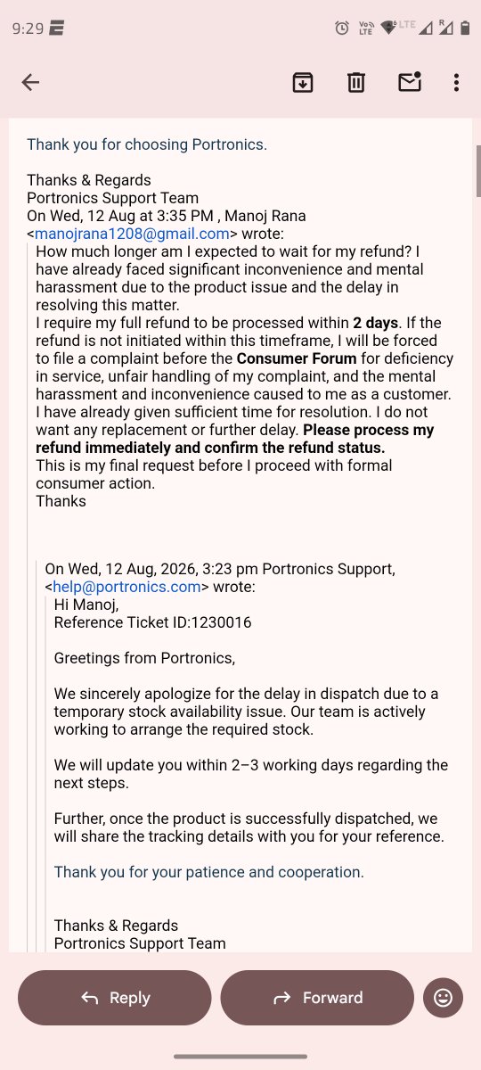 Cutiyapaa007's tweet photo. Very disappointed with @Portronics. Almost a month dealing with a defective product, yet no proper replacement or refund. Repeated follow-ups with no resolution.

Think twice before trusting this brand. Poor service and customer support.

#Portronics #ConsumerRights https://t.co/3WYakyqpMg