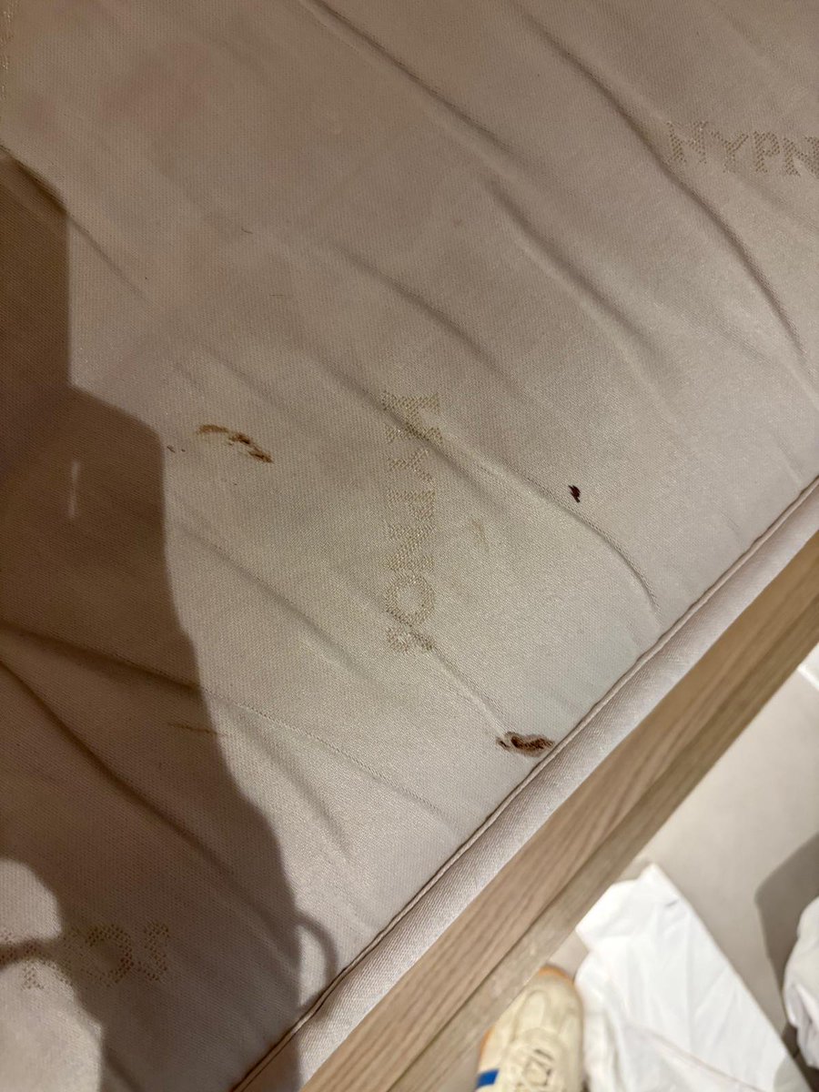 skandera's tweet photo. Horrible experience @ZedwellHotels  #zedwellhotels 
• Visible dirt, debris, 
• Dust and grime accumulated  not been cleaned or vacuumed prior to my stay
• Marks on the mattress, including what appears to be dried residue Used bedsheets 
. Pillow cases were dirty and used https://t.co/XL5pv3ygOO