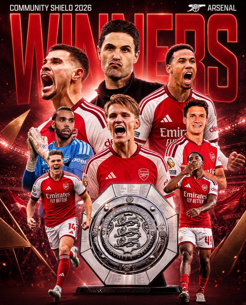 Dynasty_FTBall's tweet photo. ARSENAL START THE NEW SEASON EXACTLY HOW THEY ENDED THE LAST ONE: AS CHAMPIONS. 🏆 https://t.co/BOJiUlYsSc