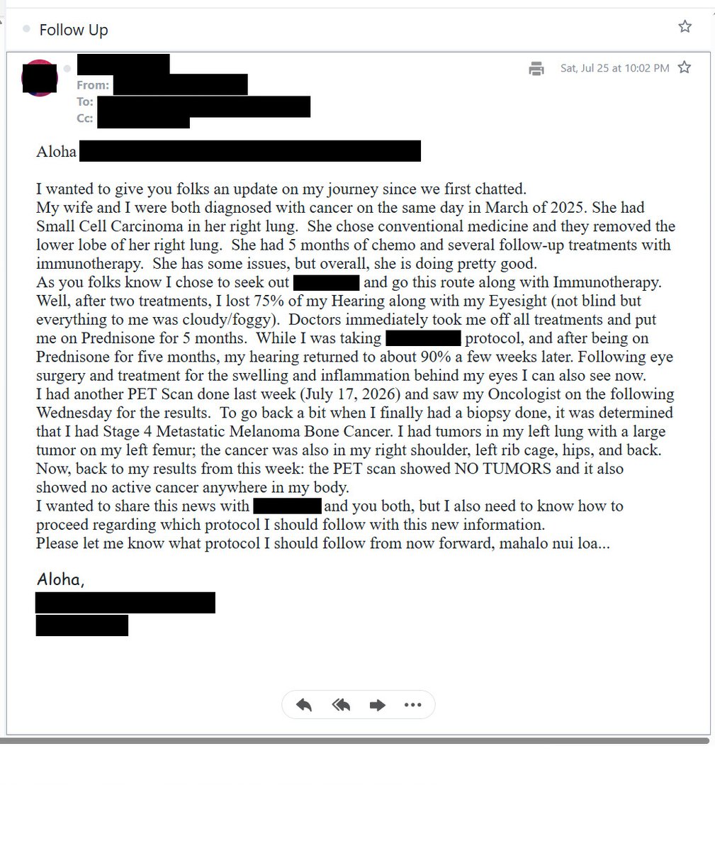 MakisMedicine's tweet photo. NEW ARTICLE: IVERMECTIN, FENBENDAZOLE, CBD Testimonial - 68 year old Hawaii man with Stage 4 Melanoma reports after 12 months: Cancer Free!!

Ivermectin Cancer Revolution sweeping Hawaii! 😃

STORY:
68 year old Hawaii man with Stage 4 Melanoma

In July 2025 he started:

Ivermectin 1mg/kg/day
Fenbendazole 1000mg/day
CBD Oil 100mg/day

Results after 1 year: Cancer Free!

"I had tumors in my left lung with a large tumor on my left femur; the cancer was also in my right shoulder, left rib cage, hips and back."

"Now, back to my results from this week: the PET scan showed NO TUMORS and it also showed no active cancer anywhere in my body"

Melanoma is a very difficult cancer.

Oncologists boast about new immunotherapies but there are too many melanoma patients who progress rapidly with Stage 4 on mainstream treatments alone.

Treatment synergy with Ivermectin and Fenbendazole can work wonders in aggressive melanoma and case series are being prepared for publication.

I have helped over 9000 Cancer patients with Ivermectin, Mebendazole and Fenbendazole in the largest "Right to Try" Research Project on earth.  

Florida will soon be the global center of Cancer Research into Treatment Synergy with repurposed drugs, stay tuned for more announcements! 😃