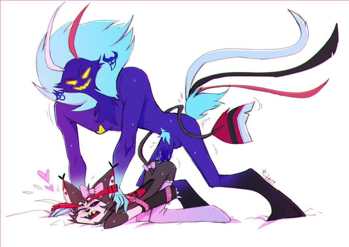 rukan_'s tweet photo. NSFW stippPoker (?) (Ozzie x Husk!) Comm for anon!! 🥰💅 Huks is having such a great time :D https://t.co/HhBL0OWwKQ