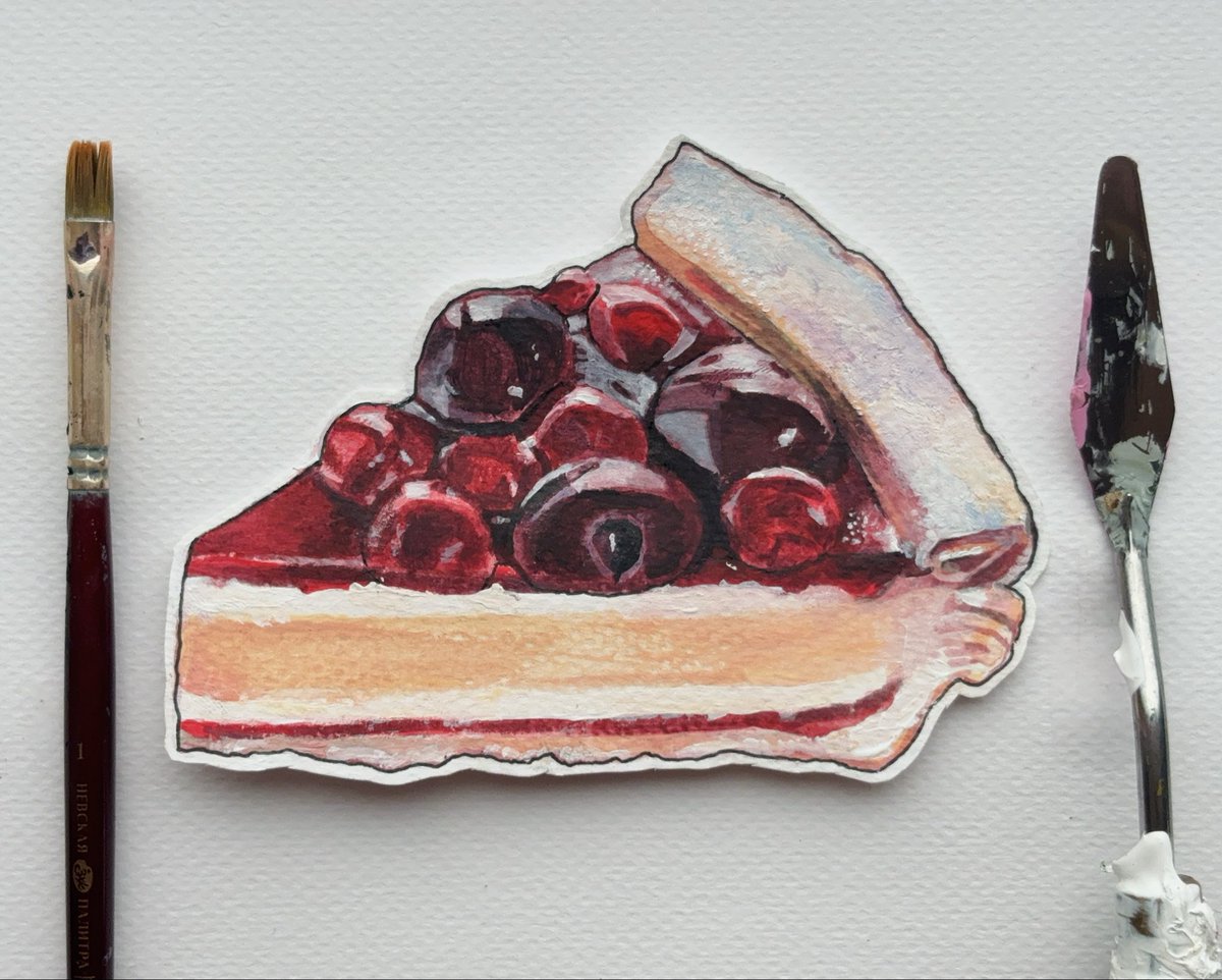 WendigoCub's tweet photo. Bon appétit! 🍒 Who needs real silverware when you have a brush and a palette knife? It’s like a fork and knife, but for making art instead of eating !! Acrylic paint, page: 3/20 #artvsfood #acrylicpaint #foodillustrations #creativeart #foodart https://t.co/8iqLJRMBy2