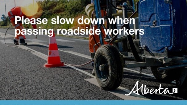 ABTransComm's tweet photo. With hundreds of projects underway across Alberta’s 64,000+ lane km of roads and 4,900 bridges, speeding in construction zones can be fatal. Slow down and stay alert. https://t.co/8PQ2PCfYAR