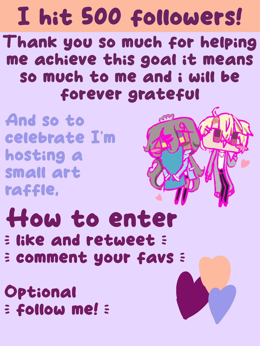 idiayume67's tweet photo. Hi guys i hit the big 500 followers!
I'm hosting an Art raffle details below ↓ https://t.co/yaxqawCPpl