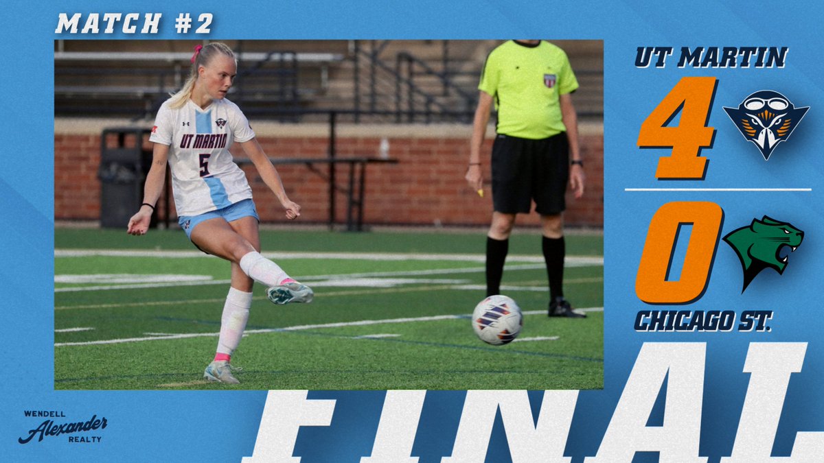 utmsports's tweet photo. The @UTMartinSoccer team scored four second-half goals Sunday to shut out Chicago State on the road.

Read more about the win at the link below.

📰: https://t.co/uhjFtUDSo2

#MartinMade https://t.co/u5QzYKqxSx