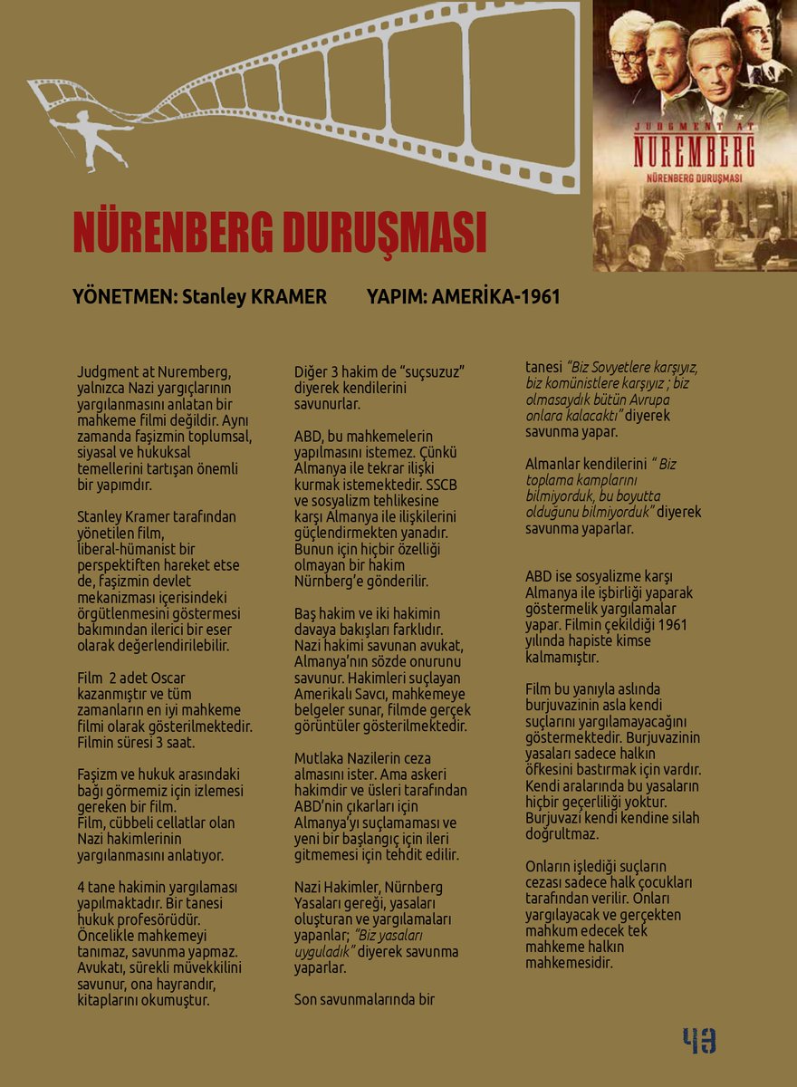 TavirYeni2002's tweet photo. TAVIR:

Dergimizin Temmuz 2026 Sayısı Yayınlandı

Film Tanıtımı: NÜRENBERG DURUŞMASI

OKUYALIM
OKUTALIM https://t.co/oMJawqUfTw