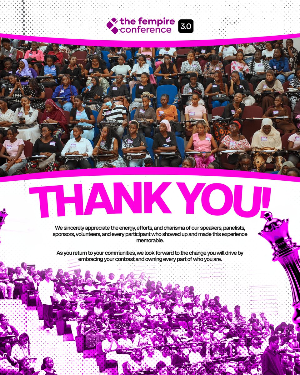 Fempireconf's tweet photo. FEMPIRE CONFERENCE 3.0 WAS A SUCCESS BECAUSE OF YOU.🥹

The programme couldn’t have been as successful without you gracing us with your presence. https://t.co/3I9Vuf8Xh7