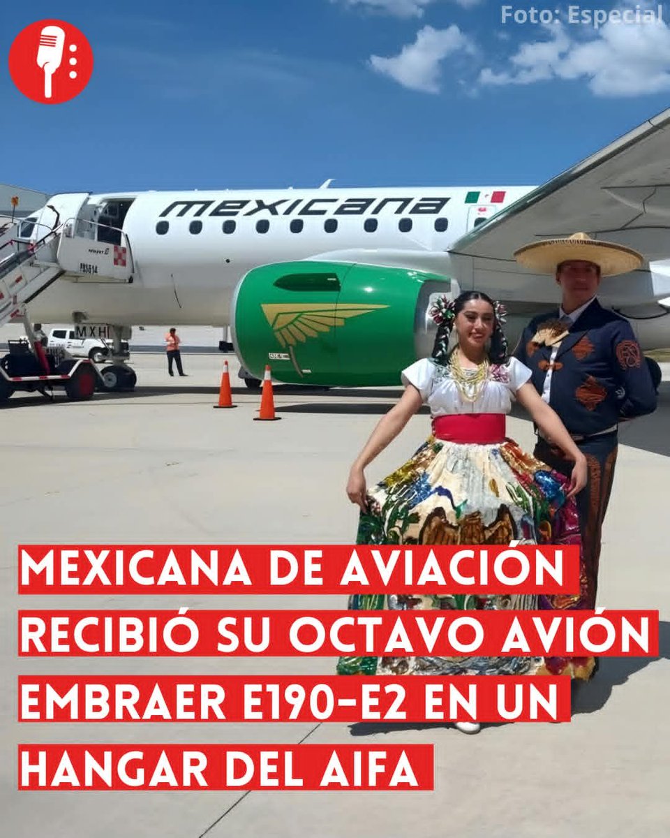 YosoyPedrero's tweet photo. 🚨OJO: MEXICANA DE AVIACIÓN RECIBIÓ SU OCTAVO AVIÓN EMBRAER E190-E2 EN UN HANGAR DEL AIFA   

Mexicana de Aviación recibe en el AIFA su octavo avión Embraer E190-E2, piloteado desde Brasil por la capitana Valeria Casas. La aerolínea reporta un crecimiento del 42 por ciento durante el Mundial y prepara nueva ruta a Zacatecas. https://t.co/GG3BfSSmKF