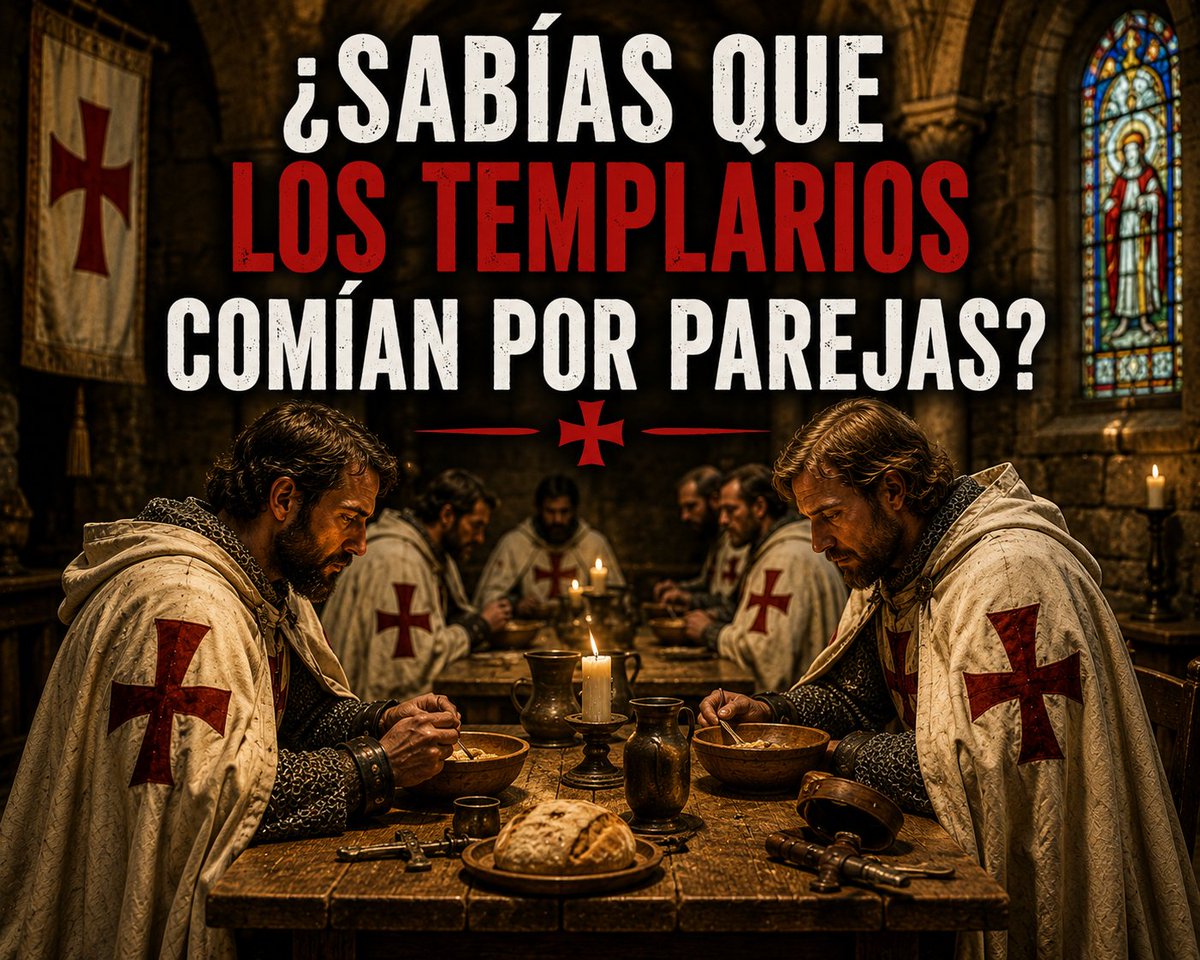VoxTempli's tweet photo. ⚔️🍽️ ¿Sabías que los templarios comían por parejas?

La Regla regulaba hasta la mesa: compartían la comida y debían guardar silencio mientras escuchaban lecturas religiosas.

Hasta comer era parte de la disciplina del Temple.

#Templarios #Historia https://t.co/e04DIBLo6P