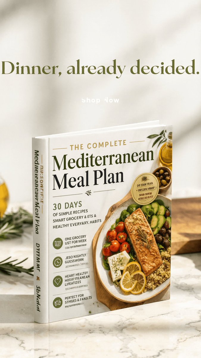 NeptounePress's tweet photo. not me crying over how tired i am of asking "what's for dinner" every single night.  this is 30 days of mediterranean dinners already planned, already shopped for, done.  you just open to day 1 and cook.  link in bio #booktok#selfhelp#newbook#mealplanning#mediterraneandiet https://t.co/AuLWKghpNU