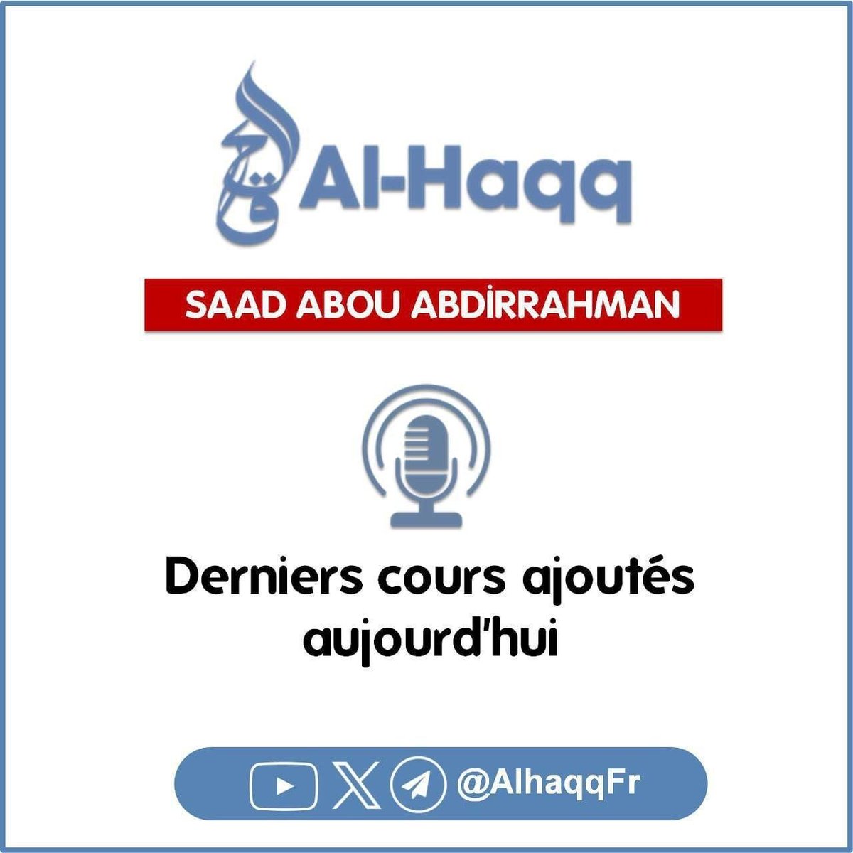 AlhaqqFr's tweet photo. 📌 Derniers cours ajoutés aujourd'hui :

🔹Cours 53 :
https://t.co/RIeeVgVqKG

🔸Cours 23 :
https://t.co/2Rb4MLoCJB

🔹Cours 03 :
https://t.co/sHxE4wzmiY

🔸Cours 15 :
https://t.co/qvfMtoxheE

🎙️ Saad Abou AbirRahman https://t.co/LyNkNBQUI5