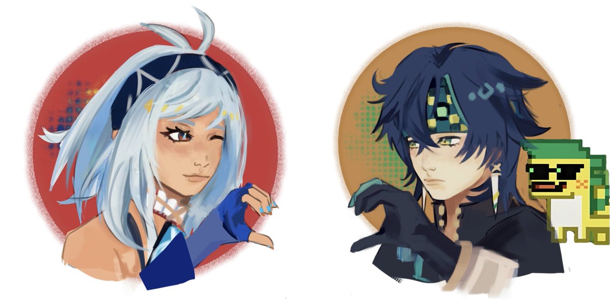 anv_vi's tweet photo. i drew these two for my friends bday and im gonna he turning them into stickers 🥺👌 
#genshin #kinich #artㅤㅤㅤㅤ #artmoots https://t.co/ODVgdZ4Vc7