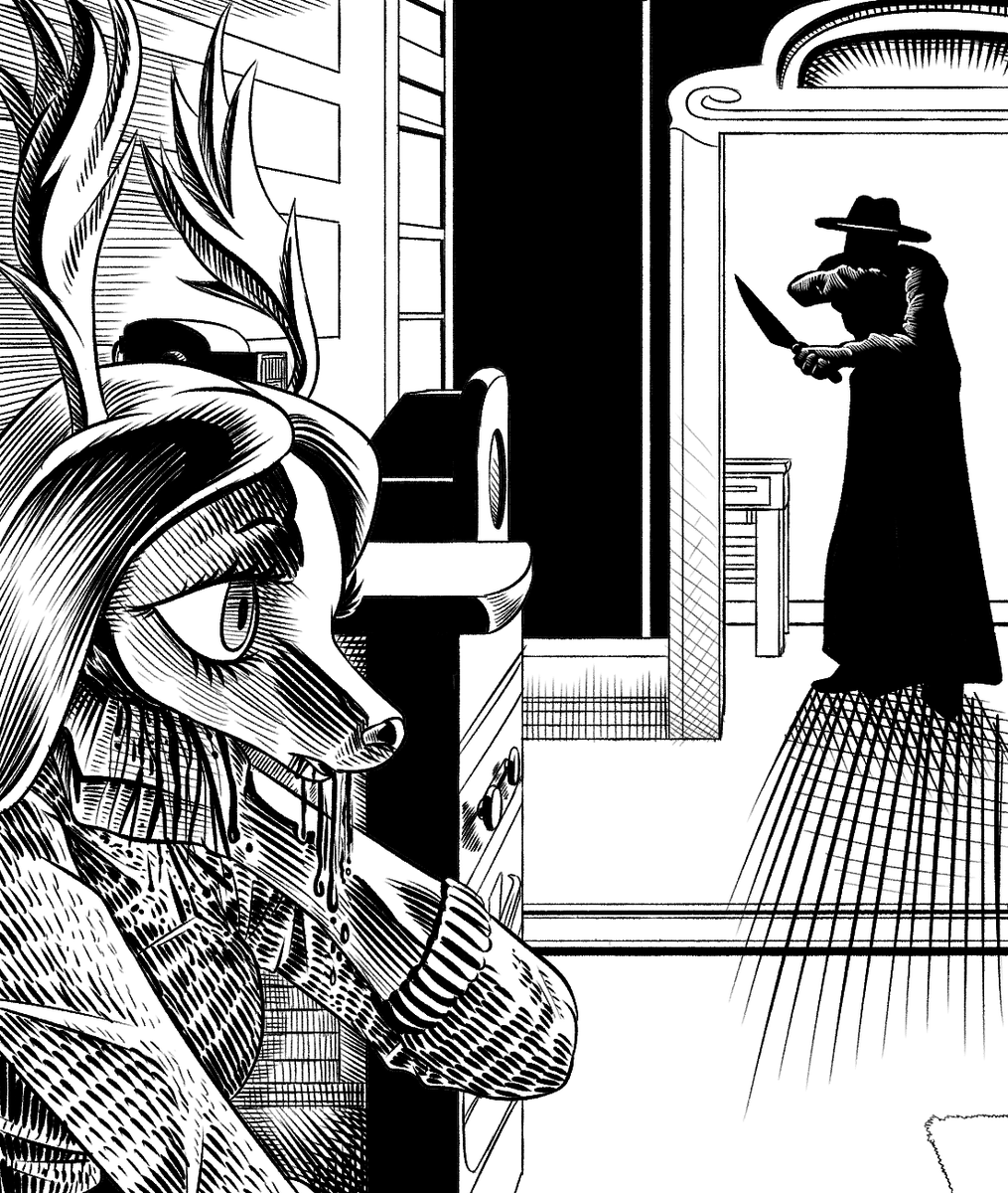 PbBancb0's tweet photo. #furryartㅤㅤㅤ 
A sort of homage to giallo films from me https://t.co/RoW9qAdPBA