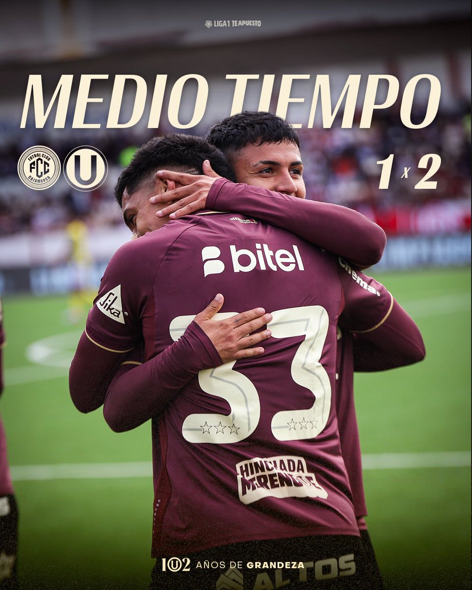 Universitario's tweet photo. ⏱️ | 𝗙𝗜𝗡𝗔𝗟 𝗗𝗘𝗟 𝗣𝗥𝗜𝗠𝗘𝗥 𝗧𝗜𝗘𝗠𝗣𝗢

⚽ FC Cajamarca 1-2 Universitario

#ConLaUsiempre https://t.co/ZJ1I43VJO4