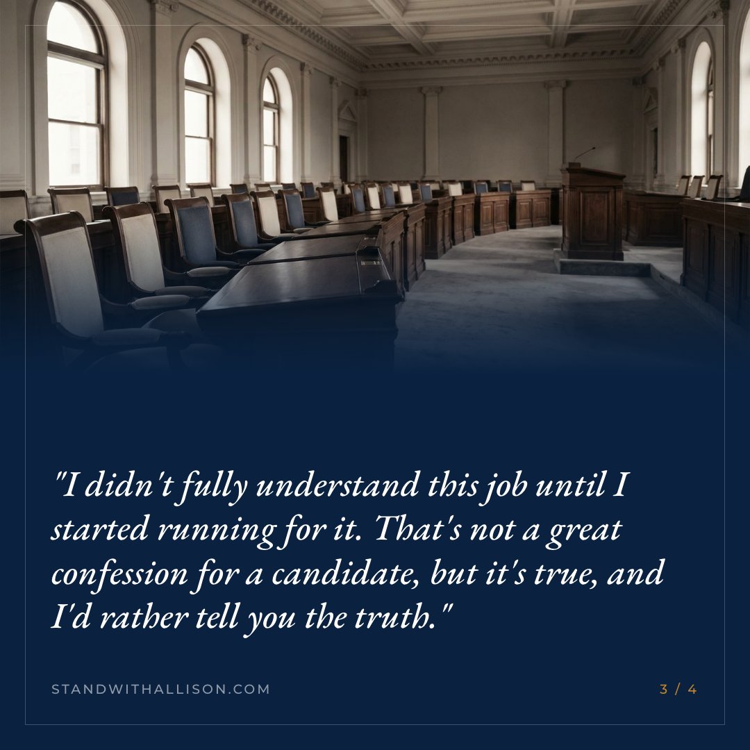 StandForAllison's tweet photo. What can a state rep actually do for you?

Vote on state law. Help decide the budget. Hold agencies accountable. Be available to hear you.

I didn't fully understand this job until I started running for it. I'd rather tell you the truth and learn it out loud. https://t.co/JCemIvHuGr