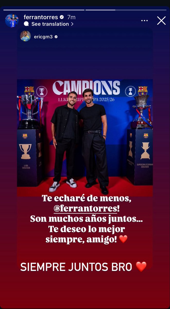 yoon__rosie's tweet photo. It actually hurts seeing Ferran waiting for farewell posts from his teammates. 😭 He just wants to feel loved and appreciated, nothing more.

And the way he reposted Dani and Eric’s stories almost immediately after they posted them for him 

oh, my beloved boy😭 https://t.co/bZeTlU0cns